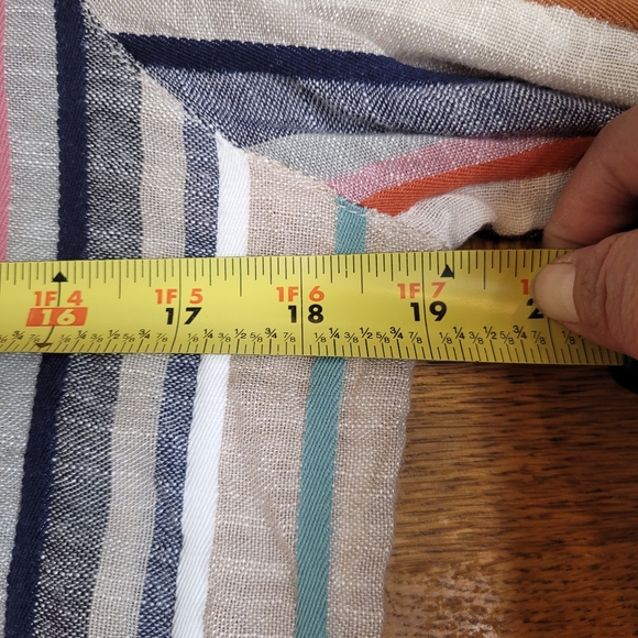 Chic Connection Striped Shirt Womens Size Medium Roll Tab Sleeves - Picture 8 of 9